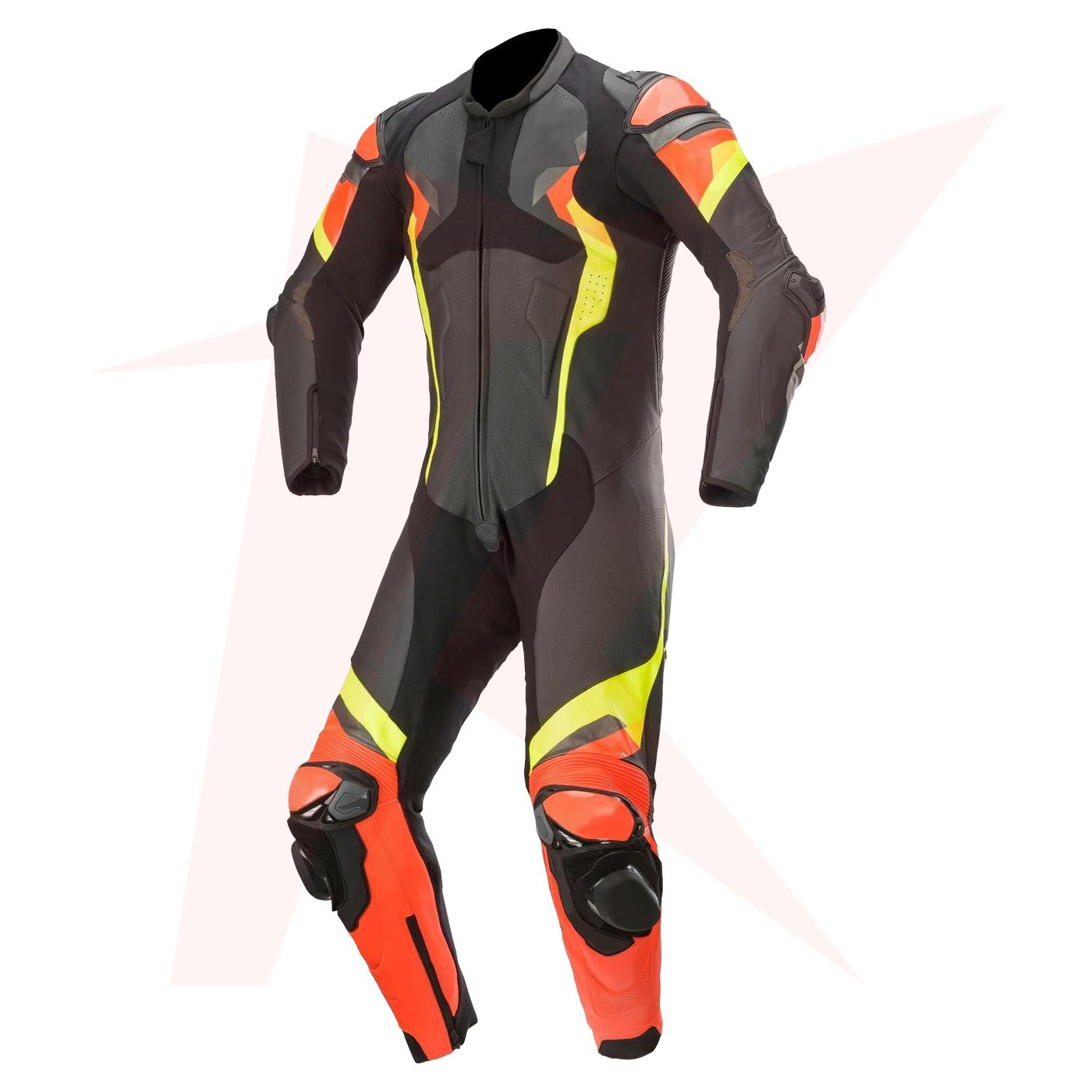Reborn-leather-one-piece-race-suit-fron-01_3_11zon Motorcycle ATEM V4 Racing Suit - Image 1