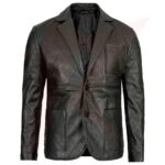 Reborn Diamond Stitched Black Leather Sports Coat