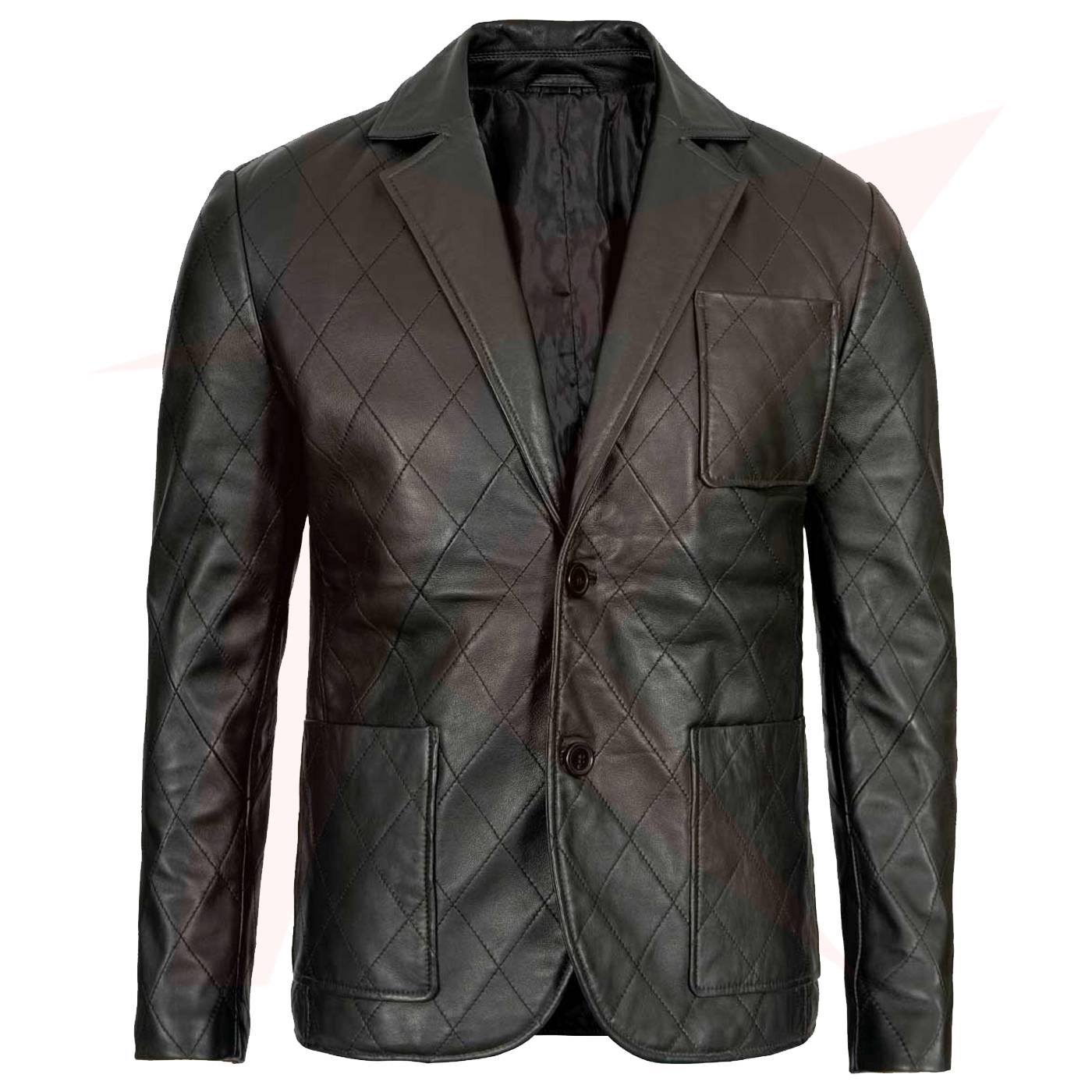 01-Coats-Front_18_11zon Reborn Diamond Stitched Black Leather Sports Coat - Image 1