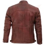 Reborn Leather Men’s Distressed Brown Motorcycle & Fashion Leather Jacket - Image 2