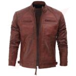 Reborn Leather Men’s Distressed Brown Motorcycle & Fashion Leather Jacket