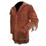Reborn Men Native Indian American Cowboy Fringed Suede Western Jacket With Buttons