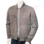 REBORN LEATHER MEN'S GREY SUEDE BOMBER JACKET - SIDFORD