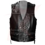 Classic Black Leather Motorcycle Vest