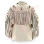 Reborn Men's Traditional Native Cowboy Western Suede Leather Jacket Fringe Bone & Beads Work - Image 2