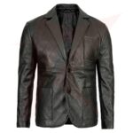 Reborn Leather Elton Men’s Black Quilted Leather Blazer