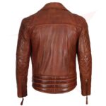 Reborn Leather Dark Brown Quilted Asymmetrical Biker & Fashion Leather Jacket - Image 2