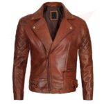 Reborn Leather Dark Brown Quilted Asymmetrical Biker & Fashion Leather Jacket