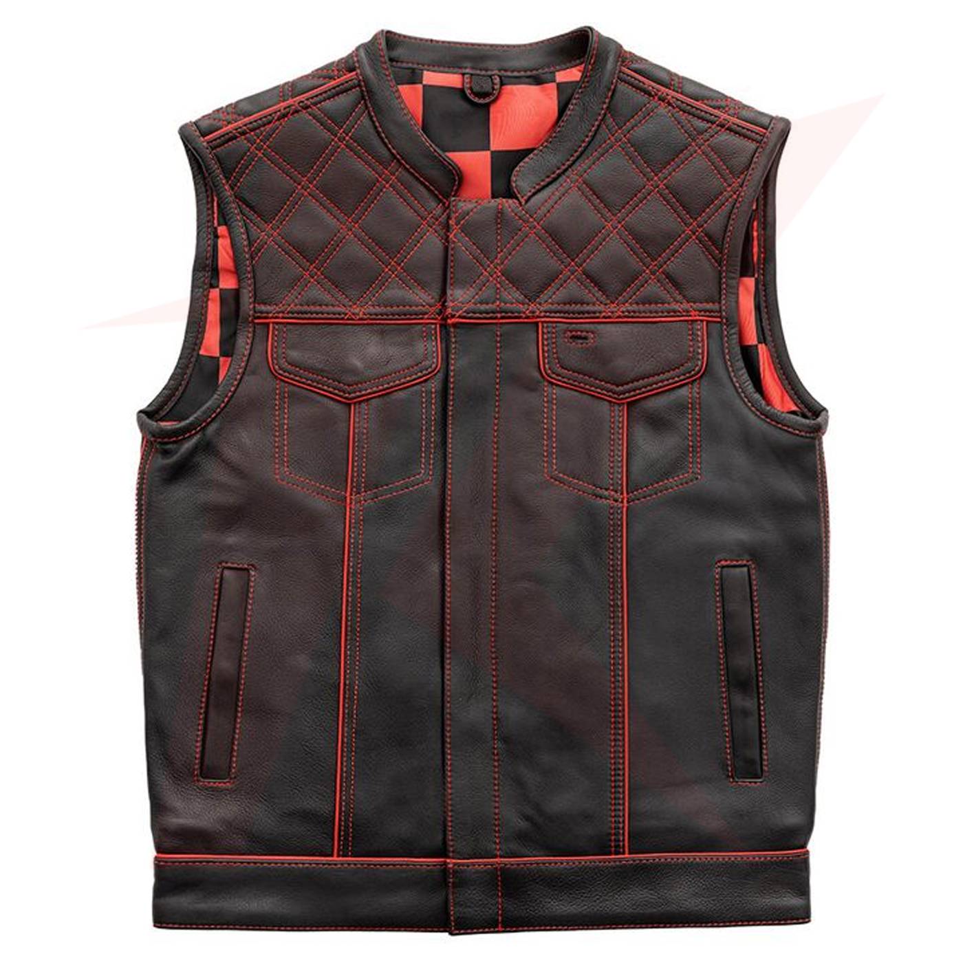 05-Leather-Vest-Front_10_11zon First Manufacturing Checker Vest - Image 1