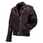 Asymmetrical Classic Biker Black Leather Jacket For Men