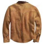 Reborn Leather Men Brown Suede Leather Trucker Shirt, Western Style Brown Suede Leather Shirt, Cowboy Suede Leather Shirt, Brown Suede Shirt, Husband Gift - Image 2
