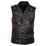 Men Classic Black Leather Vest