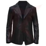Reborn Leather Two Button Black Leather Blazer