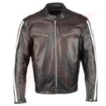 REBORN LEATHER SHEEP FASHION STRIPES LEATHER JACKET