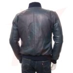 REBORN MEN'S BLUE LEATHER BOMBER JACKET-CHERITON - Image 2