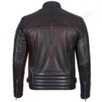 Reborn Leather Men’s Quilted Black Cafe Racer Leather Jacket with Shoulder Pads - Image 2