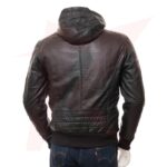 REBORN MEN'S BLACK LEATHER HOODIE-HEANTON - Image 2