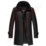 Reborn Leather Delta Men’s Black Shearling 3/4 Length Leather Coat