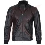 Reborn Leather Black Bomber Cowhide Fashion Leather Jacket