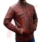 CAFE RACER MOTORCYCLE LEATHER JACKET BROWN - Image 2