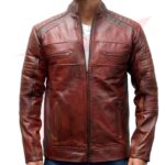 CAFE RACER MOTORCYCLE LEATHER JACKET BROWN