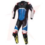 Motorcycle GP TECH V4 Racing Suit – BLACK / BLUE / YELLOW / FLUO