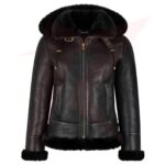 Reborn Women's R3 Bomber Hooded Classic Shearling Jacket
