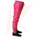 Men's Leather Joggers Pink Sweat Pants Relaxed Fit Smooth Nappa Sheepskin Red Liner - Image 2