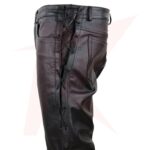 Men's Black Full Side Laces Genuine Leather Pants 5 Pockets Club Wear New Style - Image 2
