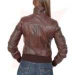 Reborn Women's Classic Bomber Real Leather Jacket - Image 2