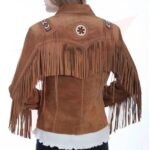 Reborn Leather Classis Beaded Fringes Suede Leather Jacket - Image 2