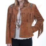 Reborn Leather Classis Beaded Fringes Suede Leather Jacket