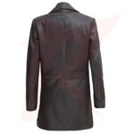 WOMENS 3 QUARTER LENGTH DISTRESSED BROWN LEATHER COAT - Image 2