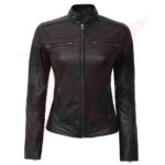 WOMEN AUSTIN CAFE RACER LEATHER JACKET