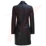 WOMENS LONG BLACK LEATHER COAT - Image 2