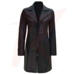 WOMENS LONG BLACK LEATHER COAT