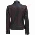 WOMEN BLACK LEATHER TRUCKER JACKET - Image 2