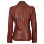 WOMENS TWO BUTTON LEATHER BLAZER - Image 2