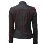 WOMEN BLACK QUILTED CAFE RACER LEATHER JACKET - Image 2