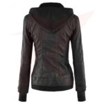 WOMENS BLACK FITTED LEATHER BOMBER JACKET - Image 2