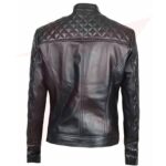 WOMENS CAFE RACER REAL LEATHER QUILTED JACKET - Image 2