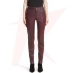 LEATHER STRAIGHT LEG TROUSER IN BROWN