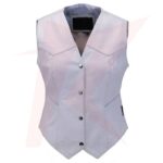 LONG LADIES WHITE LEATHER VEST