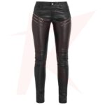 LEATHER STRAIGHT LEG TROUSER IN BROWN