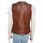 WOMEN BROWN LEATHER VEST - Image 2