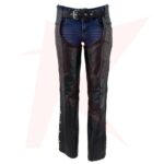 Women's Black 'Braided' Reborn Leather Motorcycle Chaps