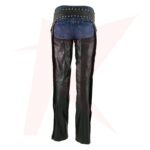 Reborn Leather Women's 'Riveted' Classic Black Motorcycle Leather Chaps - Image 2