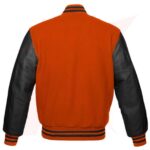 REBORN LEATHER ORANGE VARSITY JACKET WOMENS - Image 2