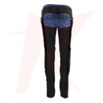 Reborn Leather Women's Black and Red Textile Chaps with Tribal Embroidery - Image 3