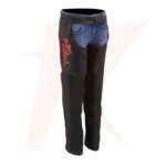 Reborn Leather Women's Black and Red Textile Chaps with Tribal Embroidery - Image 2